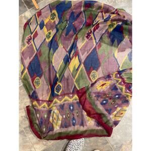 34" X 70" Scarf sarong beach cover up wrap shawl burgundy red royal green yellow